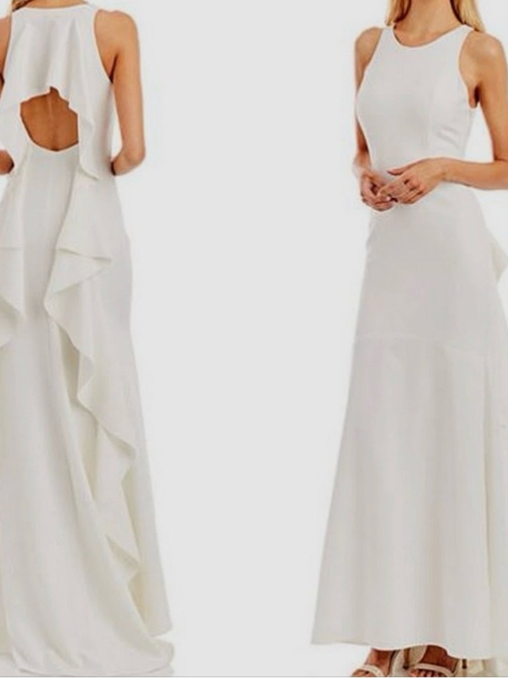 Nicole Miller White Sleeveless Ruffle-back bridal gown